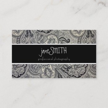 Silver & Black Business Card by cami7669 at Zazzle