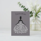 Silver Black Butterfly Gown Quinceanera Invitation (Standing Front)