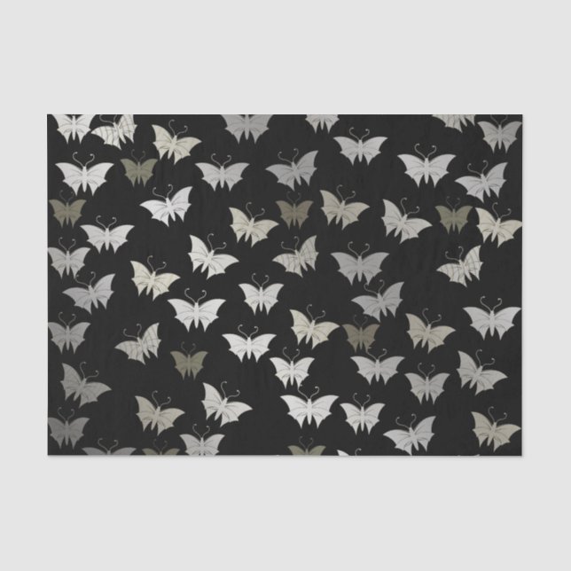 silver,black,butterfly, metal, decoration, design, tissue paper (Front)