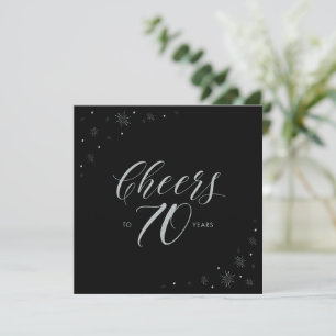 Silver & Black Cheers 70th Birthday Party Square Invitation