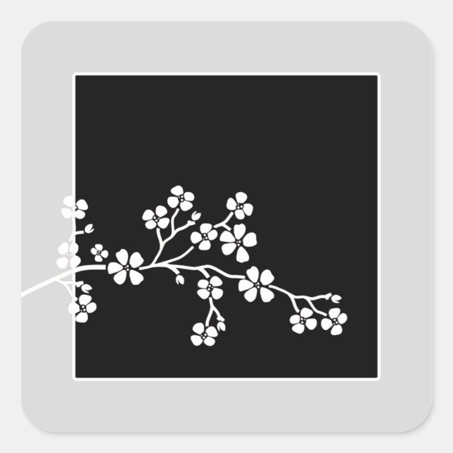 Silver/Black Cherry Blossoms Wedding (20) Sticker (Front)