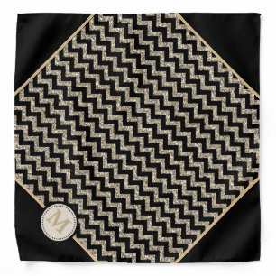 Silver Black Chevron Monogram Bandana
