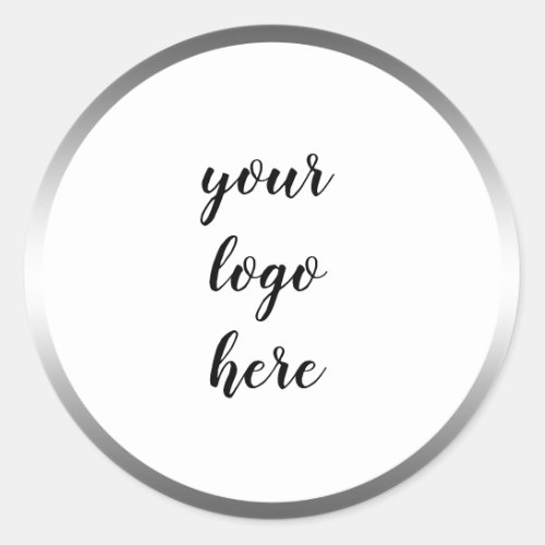  Silver Black Circle Rings Border Custom Logo Classic Round Sticker