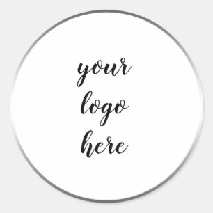 Silver Black Circle Rings Border Custom Logo Classic Round Sticker