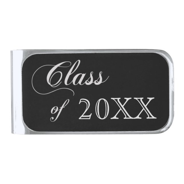 Silver Black Class of 2024 Silver Finish Money Clip (Front)