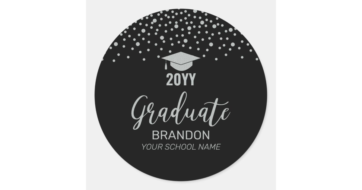 Rose Gold And Black Graduation Party Stickers Or Favor Tags