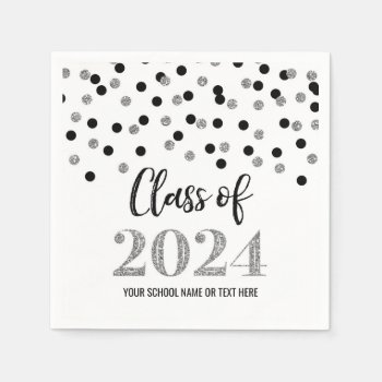 Silver Black Confetti Class Of 2024  Napkins by DreamingMindCards at Zazzle