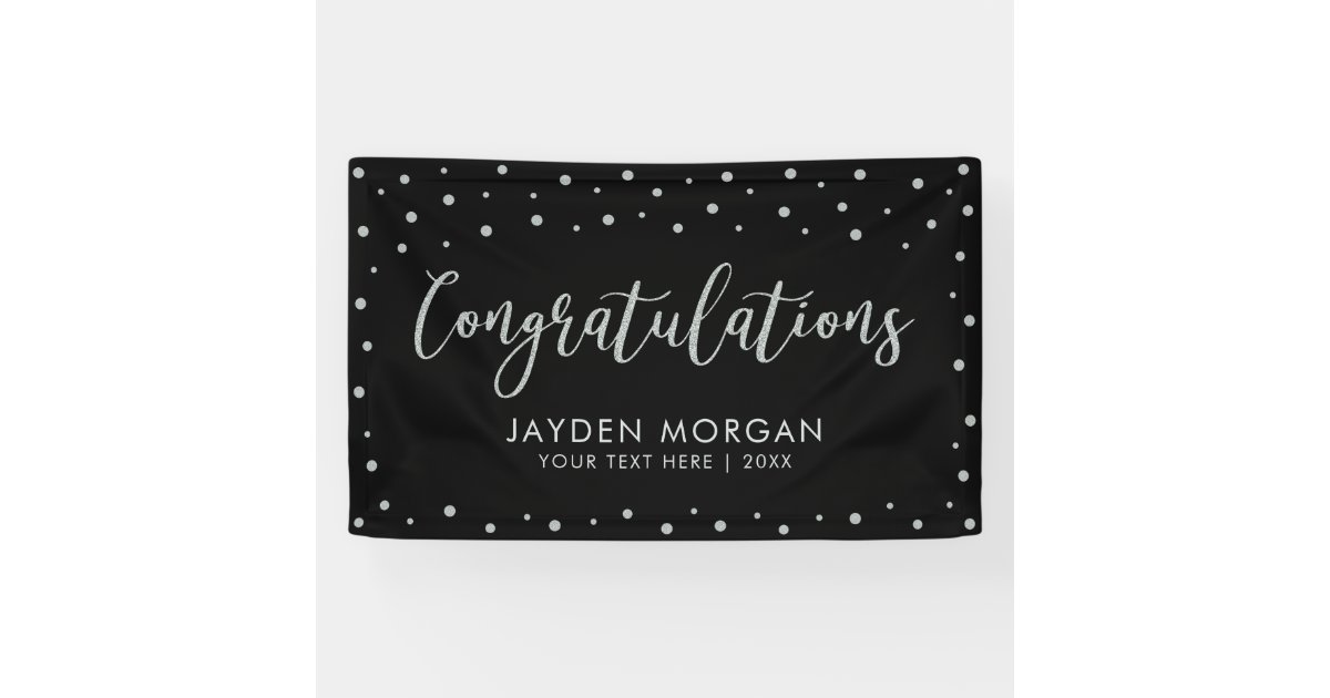 Silver & Black Congratulations Party Event Banner
