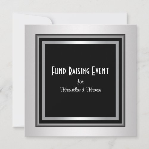Silver Black Corporate Black Tie Fundraising Invitation