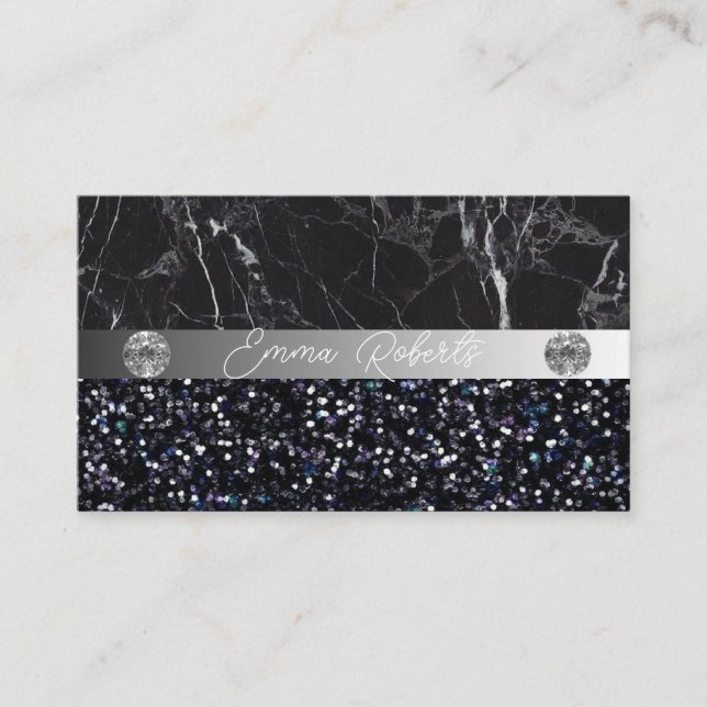Silver Black Diamond Coach Business Card (Front)