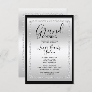 Silver & Black Diamond Framed Grand Opening Invitation