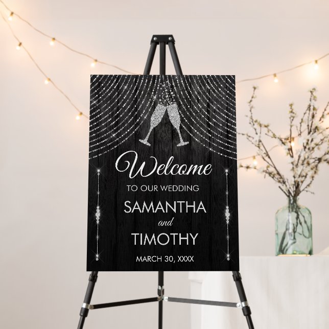 Silver Black Diamond Glasses Wedding Foam Board (In Situ (Stand))