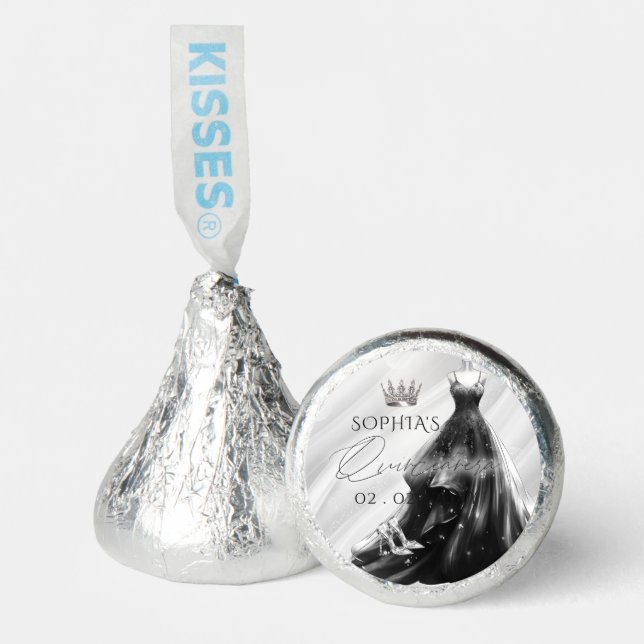 Silver Black Dress Princess Quinceañera  Hershey®'s Kisses® (Front)