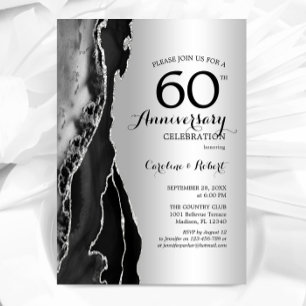 Silver Black Elegant 60th Anniversary Invitation