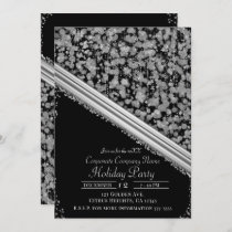 Silver & Black Elegant Glam Company Holiday Party Invitation