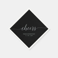 Silver & Black Elegant Stylish Lettering Cheers