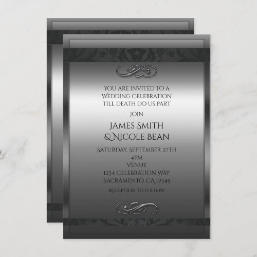 Silver  Black Elegant Wedding Invitation