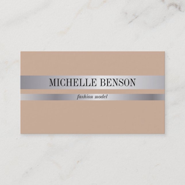 Silver & Black Fashion Business Card (Front)