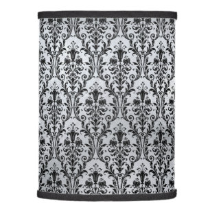 Silver Black Floral Damask Lamp Shade