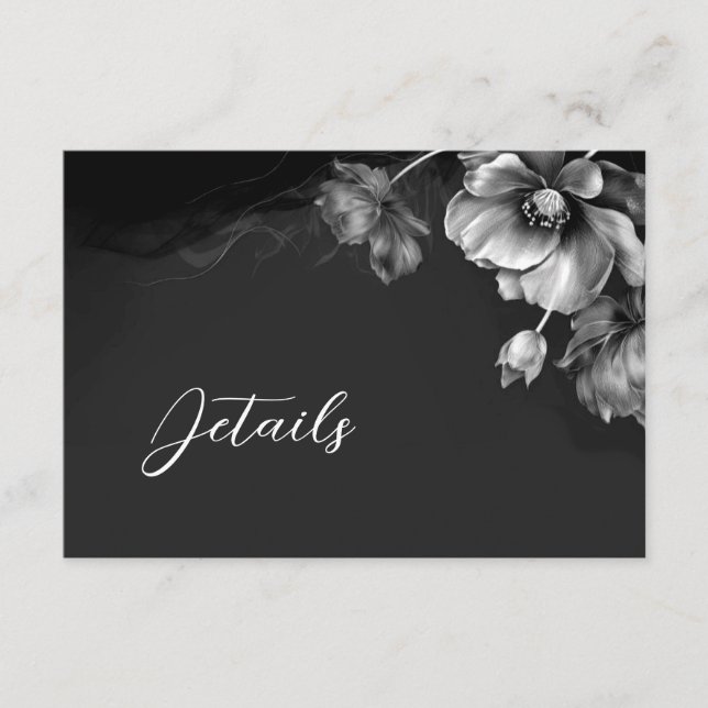 Silver Black Floral Details Enclosure Card (Front)