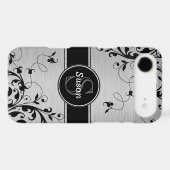 Silver Black Floral Swirls iPhone 4 Case-Mate Case (Back (Horizontal))
