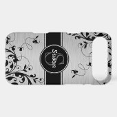 Silver Black Floral Swirls iPhone 4 Case-Mate Case (Back (Horizontal))