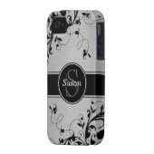 Silver Black Floral Swirls iPhone 4 Case-Mate Case-Mate iPhone Case (Back Left)