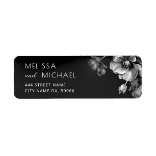 Silver Black Flowers Dark Moody Label
