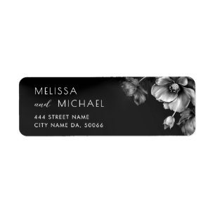 Silver Black Flowers Dark Moody Label