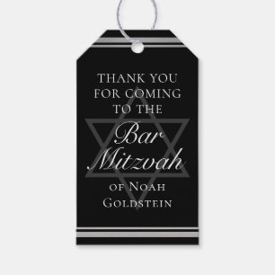 Silver Black Formal Bar Mitzvah Custom Party Gift Tags