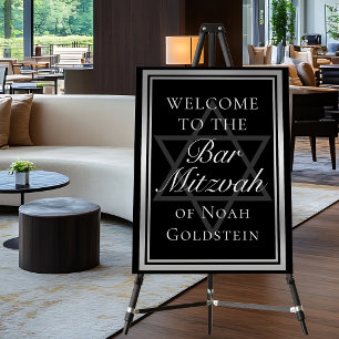 Silver Black Formal Bar Mitzvah Party Welcome Foam Board
