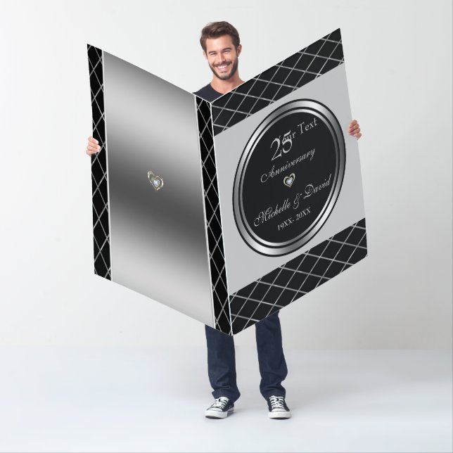 Silver & Black Geometric Shape Wedding Anniversary Card (In Situ)