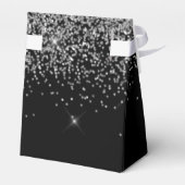 Silver Black Girly Glitter Sparkle Monogram Name Favor Boxes (Back Side)