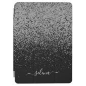 Silver Black Girly Monogram iPad Air Cover (Front)