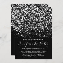 Silver & Black Glam New Years Eve Party Invitation