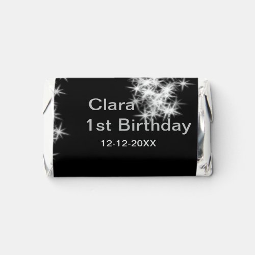 Silver black glitter add name birthday date year t hersheys miniatures