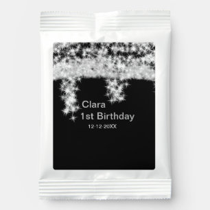 Silver black glitter add name birthday date year t hot chocolate drink mix