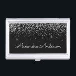 Silver Black Glitter and Sparkle Monogram Business Card Case<br><div class="desc">Silver and Black Faux Luxury Chic Glam Glitter and Sparkle Elegant Girly Business Card Holder. This Business Card Holder can be customized to include your first and last name.</div>