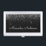Silver Black Glitter and Sparkle Monogram Business Card Case<br><div class="desc">Silver and Black Faux Luxury Chic Glam Glitter and Sparkle Elegant Girly Business Card Holder. This Business Card Holder can be customized to include your first and last name.</div>