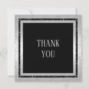 Silver & Black Glitter Framed Man's Thank You Card