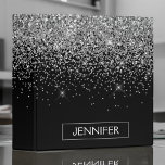 Silver Black Glitter Girly Monogram Name<br><div class="desc">Silver and Black Sparkle Glitter Monogram Name Binder. This makes the perfect sweet 16 birthday,  wedding,  bridal shower,  anniversary,  baby shower or bachelorette party gift for someone that loves glam luxury and chic styles.</div>