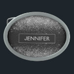 Silver Black Glitter Girly Monogram Name Belt Buckle<br><div class="desc">Silver and Black Sparkle Glitter Monogram Name Belt Buckle. This makes the perfect graduation,  sweet 16 16th,  18th,  21st,  30th,  40th,  50th,  60th,  70th,  80th,  90th,  100th birthday,  wedding,  bridal shower,  anniversary,  baby shower or bachelorette party gift for someone that loves glam luxury and chic styles.</div>
