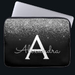 Silver Black Glitter Glam Chic Monogram Laptop Sleeve<br><div class="desc">Silver and Black Faux Glitter and Sparkle Elegant Monogram Case. This case can be customized to include your initial and first name.</div>