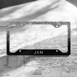 Silver Black Glitter Glam Monogram License Plate Frame<br><div class="desc">Silver and Black Sparkle Glitter Monogram Name License Plate Frame. This makes the perfect sweet 16 birthday,  wedding,  bridal shower,  anniversary,  graduation or bachelorette party gift for someone that loves glam luxury and chic styles.</div>