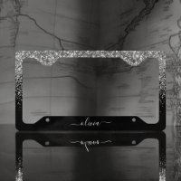 Silver Black Glitter Glam Monogram