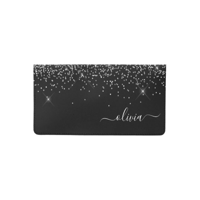 Full Name Monogram Black Checkbook Cover