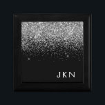 Silver Black Glitter Monogram Girly Name Gift Box<br><div class="desc">Black and Silver Sparkle Glitter Monogram Name Jewelry Keepsake Box. This makes the perfect graduation,  birthday,  wedding,  bridal shower,  anniversary,  baby shower or bachelorette party gift for someone that loves glam luxury and chic styles.</div>