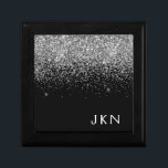 Silver Black Glitter Monogram Girly Name Gift Box<br><div class="desc">Black and Silver Sparkle Glitter Monogram Name Jewelry Keepsake Box. This makes the perfect graduation,  birthday,  wedding,  bridal shower,  anniversary,  baby shower or bachelorette party gift for someone that loves glam luxury and chic styles.</div>