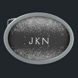 Silver Black Glitter Monogram Girly Name Initials Belt Buckle<br><div class="desc">Black and Silver Sparkle Glitter Monogram Name Belt Buckle. This makes the perfect graduation,  sweet 16 16th,  18th,  21st,  30th,  40th,  50th,  60th,  70th,  80th,  90th,  100th birthday,  wedding,  bridal shower,  anniversary,  baby shower or bachelorette party gift for someone that loves glam luxury and chic styles.</div>