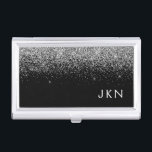 Silver Black Glitter Monogram Girly Name Initials Business Card Case<br><div class="desc">Black and Silver Sparkle Glitter Monogram Name Business Card Holder. This makes the perfect sweet 16 birthday,  wedding,  bridal shower,  anniversary,  baby shower or bachelorette party gift for someone that loves glam luxury and chic styles.</div>